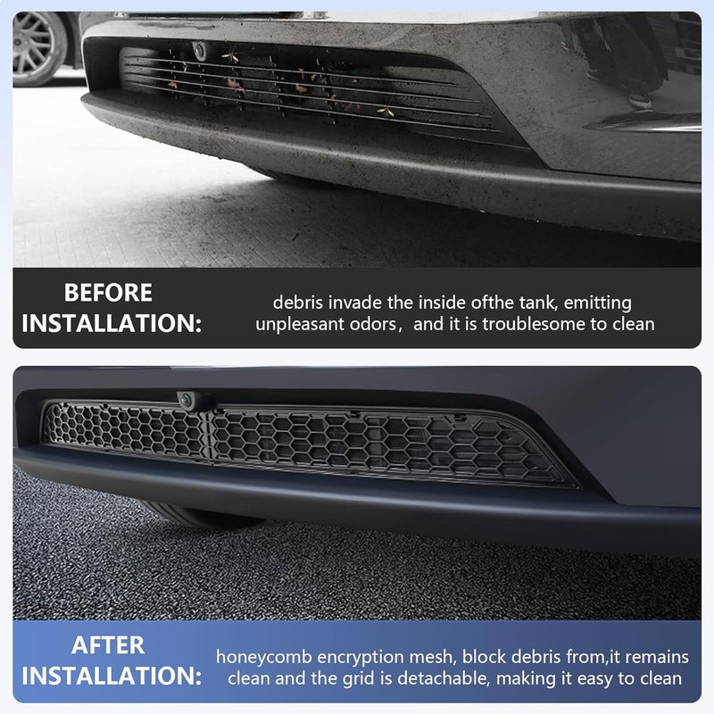SHINELINERS Grille Mesh Insert for Tesla Model Y Juniper 2025 2026, Matte Black Front Air Vent Cover, Insect Protection(Only for Premium) - Image 3